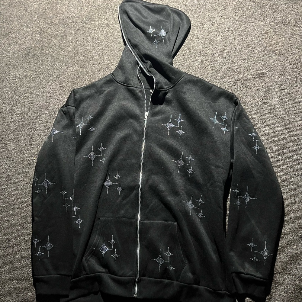 Black Lightweight Zip-Up Shirt Jacket with Hood